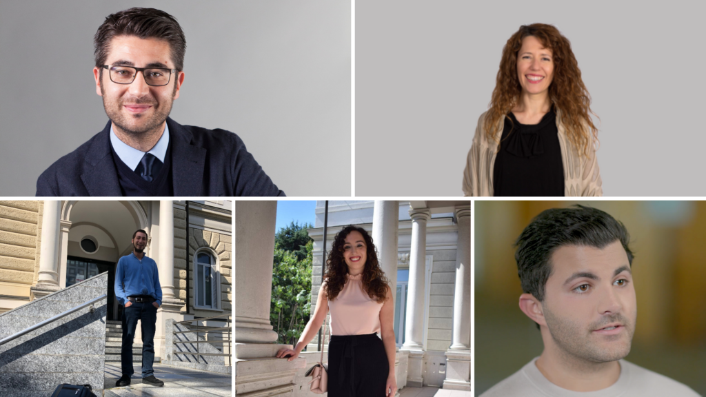 This is the research team, composed by international individuals working for Università della Svizzera italiana. Top left: Gabriele Balbi. Top right: Eleonora Benecchi. Bottom left: Martin Fomasi. Bottom right: Jonathan Vincent Pace. In the middle: Deborah Barcella. 